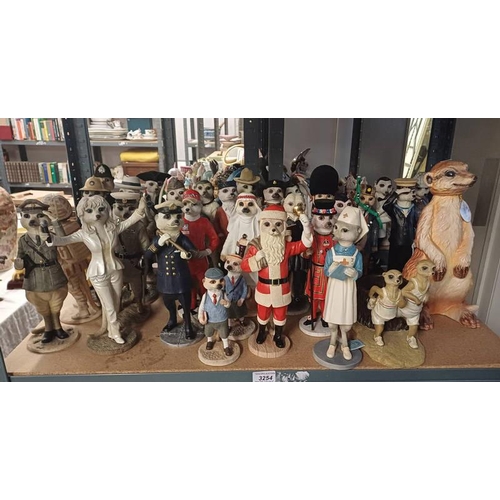 3254 - QUANTITY OF MEERKATS IN VARIOUS COSTUMES FROM COUNTRY ARTISTS.  TALLEST - 30 CM