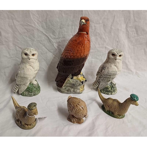 3261 - VARIOUS EMPTY BESWICK PORCELAIN WHISKY DECANTERS INCLUDING GOLDEN EAGLE, SNOWY OWL, LOCH NESS MONSTE... 