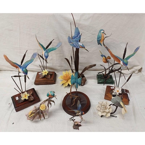 3279 - VARIOUS PORCELAIN & METAL BIRD FIGURE SETS.  TALLEST - 41CM