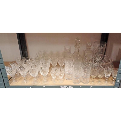 3287 - LARGE SELECTION OF CUT GLASS & CRYSTAL ON 1 SHELF