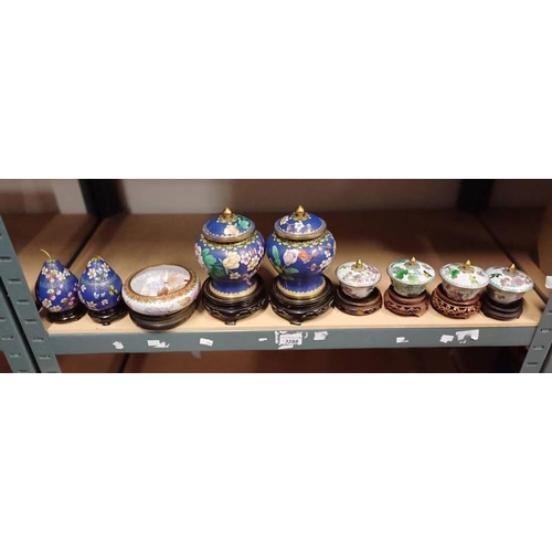 3288 - EXCELLENT SELECTION OF ORIENTAL CLOISONNE WARE ON HARDWOOD STANDS