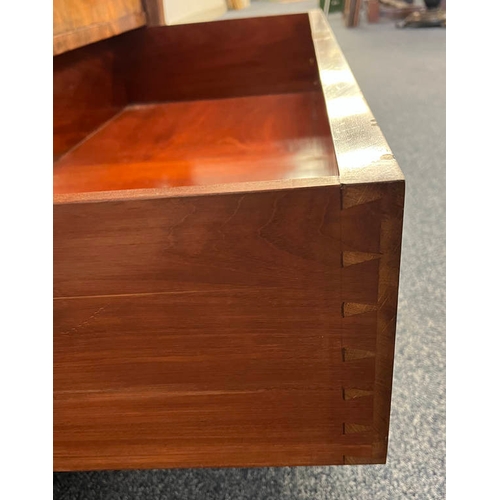 1 - 19TH CENTURY MARBLE TOPPED CONTINENTAL MAHOGANY COMMODE IN THE EMPIRE STYLE WITH 3 LONG DRAWERS & DE... 