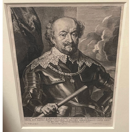 1032 - 11 FRAMED PORTRAIT ETCHING & ENGRAVINGS AFTER SIR ANTHONY VAN DYCK FROM ICONES PRINCIPUM VIRORUM, LA... 