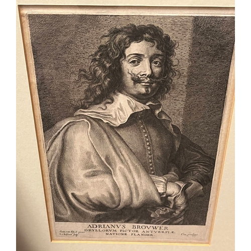 1032 - 11 FRAMED PORTRAIT ETCHING & ENGRAVINGS AFTER SIR ANTHONY VAN DYCK FROM ICONES PRINCIPUM VIRORUM, LA... 