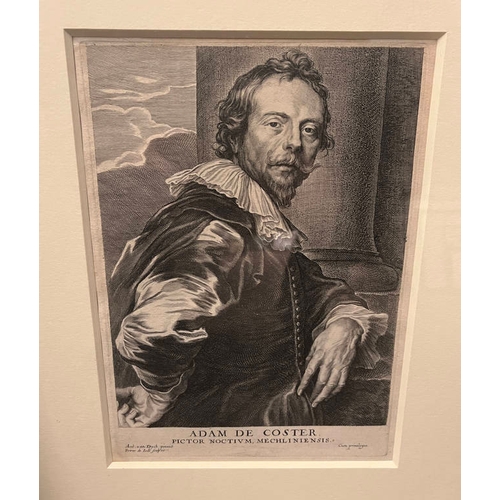 1032 - 11 FRAMED PORTRAIT ETCHING & ENGRAVINGS AFTER SIR ANTHONY VAN DYCK FROM ICONES PRINCIPUM VIRORUM, LA... 
