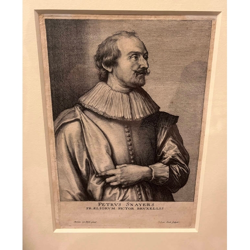 1032 - 11 FRAMED PORTRAIT ETCHING & ENGRAVINGS AFTER SIR ANTHONY VAN DYCK FROM ICONES PRINCIPUM VIRORUM, LA... 