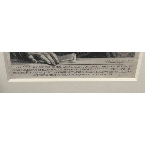 1032 - 11 FRAMED PORTRAIT ETCHING & ENGRAVINGS AFTER SIR ANTHONY VAN DYCK FROM ICONES PRINCIPUM VIRORUM, LA... 