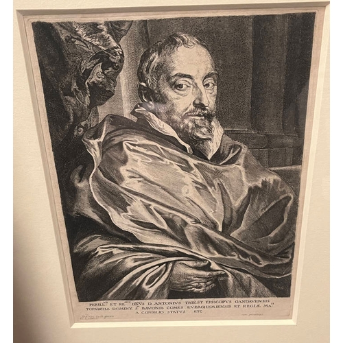1032 - 11 FRAMED PORTRAIT ETCHING & ENGRAVINGS AFTER SIR ANTHONY VAN DYCK FROM ICONES PRINCIPUM VIRORUM, LA... 