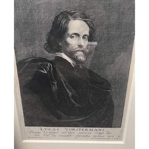 1032 - 11 FRAMED PORTRAIT ETCHING & ENGRAVINGS AFTER SIR ANTHONY VAN DYCK FROM ICONES PRINCIPUM VIRORUM, LA... 