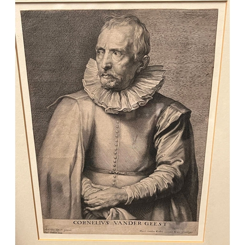 1032 - 11 FRAMED PORTRAIT ETCHING & ENGRAVINGS AFTER SIR ANTHONY VAN DYCK FROM ICONES PRINCIPUM VIRORUM, LA... 