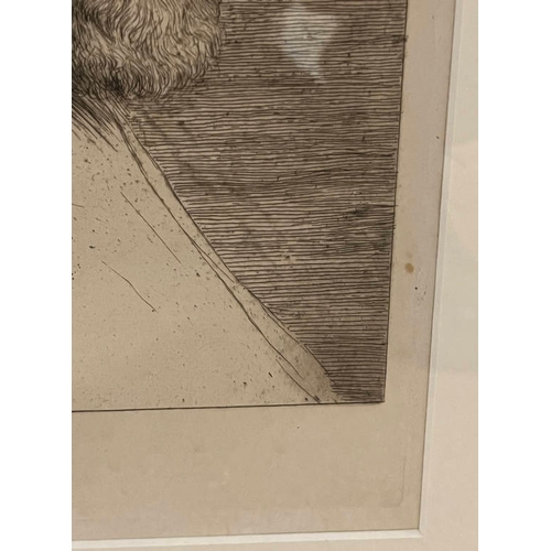 1045 - A FRAMED ETCHING OF LAURENCE BINYON BY SIR WILLIAM STRANG, PROOF, SIGNED & INSCRIBED.40 X 28 CM & AN... 