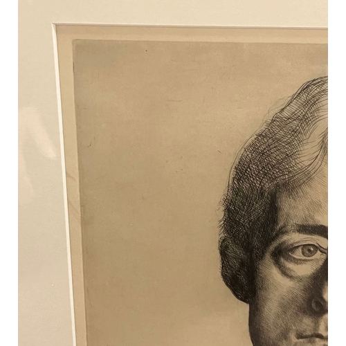 1045 - A FRAMED ETCHING OF LAURENCE BINYON BY SIR WILLIAM STRANG, PROOF, SIGNED & INSCRIBED.40 X 28 CM & AN... 