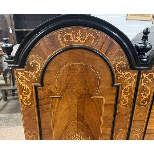 11 - 18TH/19TH CENTURY CONTINENTAL WALNUT DOUBLE DOMED TOP BUREAU BOOKCASE WITH 2 PANEL DOORS OVER FALL F... 