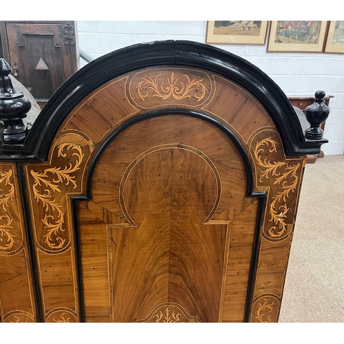 11 - 18TH/19TH CENTURY CONTINENTAL WALNUT DOUBLE DOMED TOP BUREAU BOOKCASE WITH 2 PANEL DOORS OVER FALL F... 