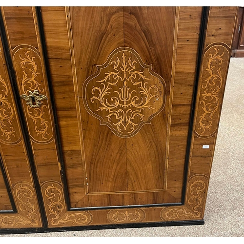 11 - 18TH/19TH CENTURY CONTINENTAL WALNUT DOUBLE DOMED TOP BUREAU BOOKCASE WITH 2 PANEL DOORS OVER FALL F... 