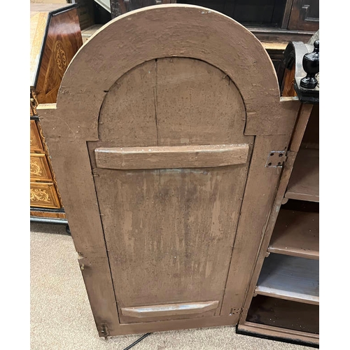 11 - 18TH/19TH CENTURY CONTINENTAL WALNUT DOUBLE DOMED TOP BUREAU BOOKCASE WITH 2 PANEL DOORS OVER FALL F... 