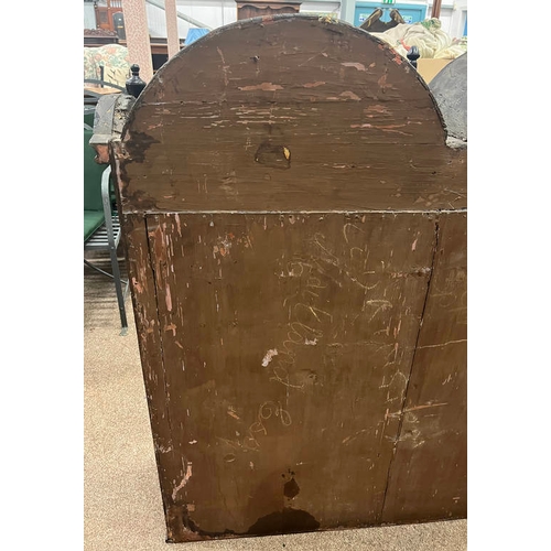 11 - 18TH/19TH CENTURY CONTINENTAL WALNUT DOUBLE DOMED TOP BUREAU BOOKCASE WITH 2 PANEL DOORS OVER FALL F... 