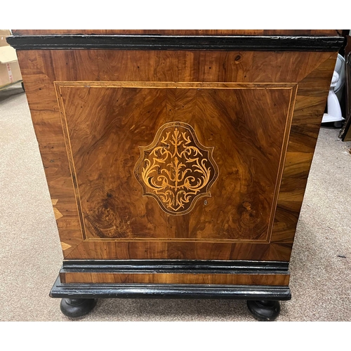 11 - 18TH/19TH CENTURY CONTINENTAL WALNUT DOUBLE DOMED TOP BUREAU BOOKCASE WITH 2 PANEL DOORS OVER FALL F... 