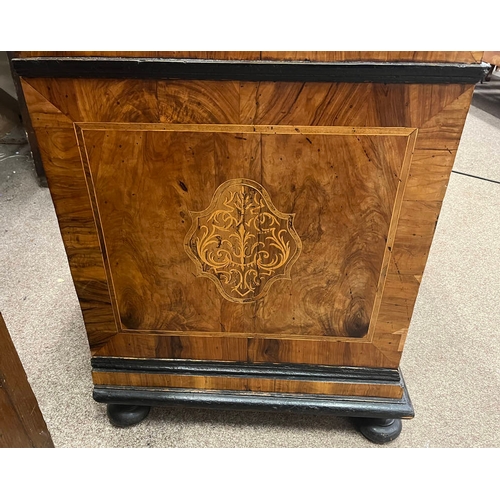 11 - 18TH/19TH CENTURY CONTINENTAL WALNUT DOUBLE DOMED TOP BUREAU BOOKCASE WITH 2 PANEL DOORS OVER FALL F... 