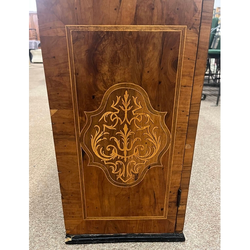 11 - 18TH/19TH CENTURY CONTINENTAL WALNUT DOUBLE DOMED TOP BUREAU BOOKCASE WITH 2 PANEL DOORS OVER FALL F... 