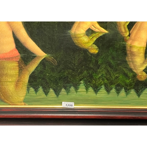 1255 - HELEN FLOCKHART - (ARR)  BATHERS SIGNED PROVENANCE COMPASS GALLERY 1999 FRAMED OIL ON CANVAS 49 X 78... 