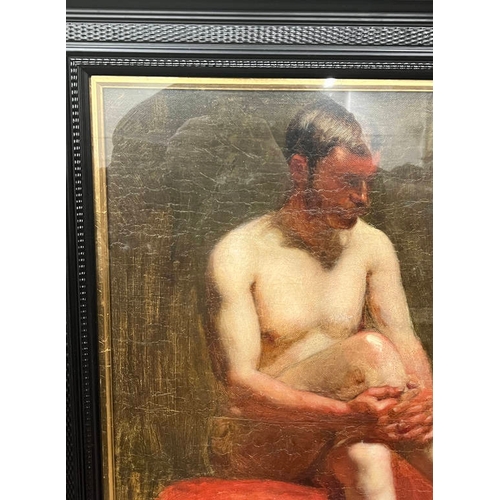 1280 - JOHN HENRY LORIMER 'SEATED NUDE' SIGNED FRAMED OIL PAINTING 67 CM X 49 CM