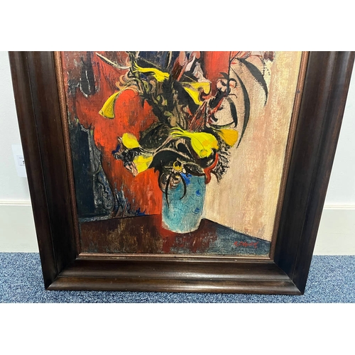 1299 - ROBERT COLQUHOUN - (ARR)  THE FLOWER SHOW SIGNED FRAMED OIL ON CANVAS 55 X 39.5 CM