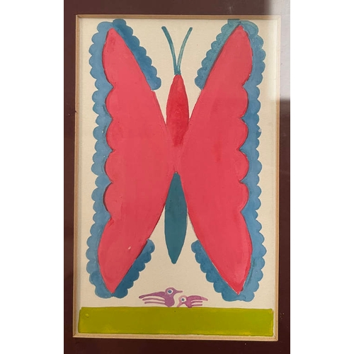 1309 - SCOTTIE WILSON (ARR) 'BUTTERFLIES' SIGNED 6 IN A FRAMED MOUNT GOUACHE EACH 13 CM X 8 CM PROVENANCE C... 