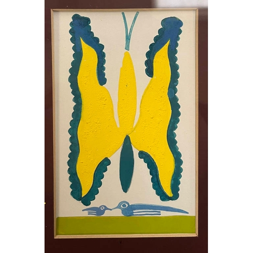 1309 - SCOTTIE WILSON (ARR) 'BUTTERFLIES' SIGNED 6 IN A FRAMED MOUNT GOUACHE EACH 13 CM X 8 CM PROVENANCE C... 