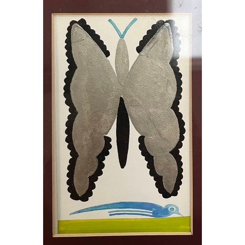 1309 - SCOTTIE WILSON (ARR) 'BUTTERFLIES' SIGNED 6 IN A FRAMED MOUNT GOUACHE EACH 13 CM X 8 CM PROVENANCE C... 