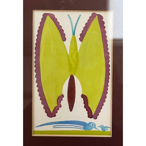 1309 - SCOTTIE WILSON (ARR) 'BUTTERFLIES' SIGNED 6 IN A FRAMED MOUNT GOUACHE EACH 13 CM X 8 CM PROVENANCE C... 