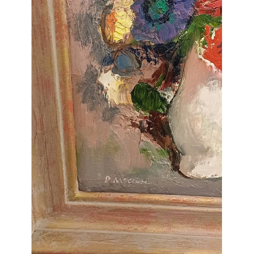 1333 - DAVID MCLURE - (ARR)  'FLOWERS IN A WHITE JUG' SIGNED  FRAMED OIL PAINTING 37 CM X 29 CM