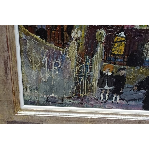 1363 - JOHN BYRNE - (ARR) 'GLASGOW CHURCH' SIGNED FRAMED MIXED MEDIA 74 CM X 100 CM