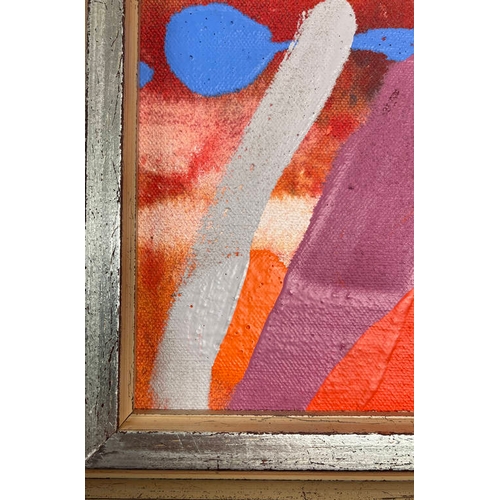 1384 - ALBERT IRVIN - (ARR) 'SANGORA 1987' SIGNED TO REVERSE FRAMED ACRYLIC ON CANVAS 18CM X 19 CM