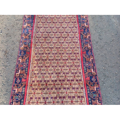 2070 - HAND WOVEN FULL WOOL PILE PERSIAN RUNNER KULIA ALL OVER DESIGN 320CM X 108CM