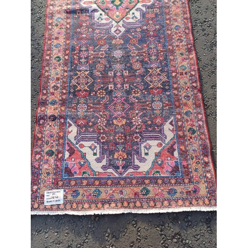 2100 - RICH BLUE GROUND FULL PILE PERSIAN SUK AND WOVEN RUNNER 300CM X 109CM