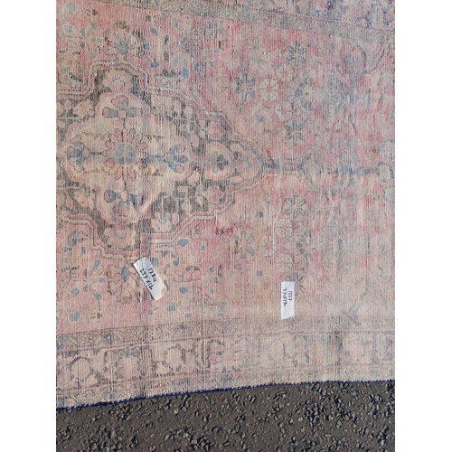 2112 - RED GROUND PERSIAN RUG WITH ALL OVER DESIGN 286 X 149CM