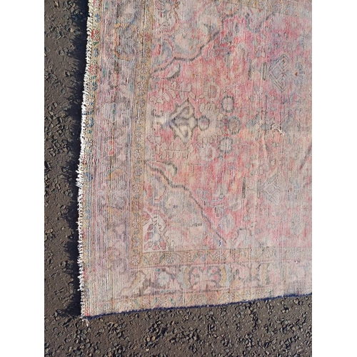 2112 - RED GROUND PERSIAN RUG WITH ALL OVER DESIGN 286 X 149CM