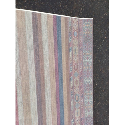 2139 - LARGE FULL PILE CASHMERE CARPET WITH MULTICOLOURED AZTEC DESIGN 383CM X 272CM