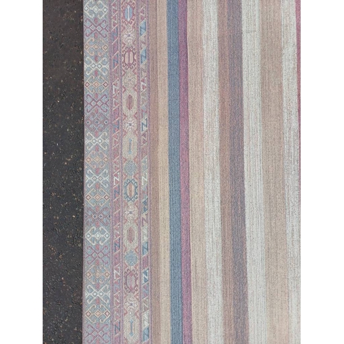 2139 - LARGE FULL PILE CASHMERE CARPET WITH MULTICOLOURED AZTEC DESIGN 383CM X 272CM