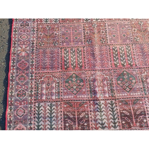 2142 - HAND WOVEN FULL WALL PILE PERSIAN BAKTIA CARPET WITH TRADITIONAL PERSIAN PANEL DESIGN 292CM X 200CM