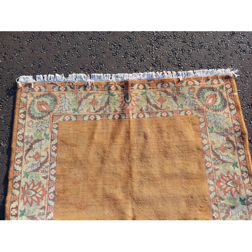 2154 - TERRACOTTA GROUND HAND WOVEN CAUCASIAN PLAINFIELD CARPET WITH BORDER,