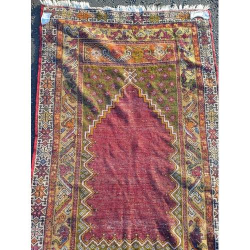 2166 - HAND WOVEN CAUCASIAN PRAYER MATT 187CM X 112CM