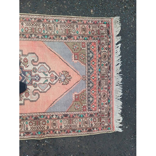 2184 - MULTICOLOURED GROUND HAND WOVEN CAUCASIAN RUG WITH UNIQUE MEDALLION DESIGN 186 X 104CM