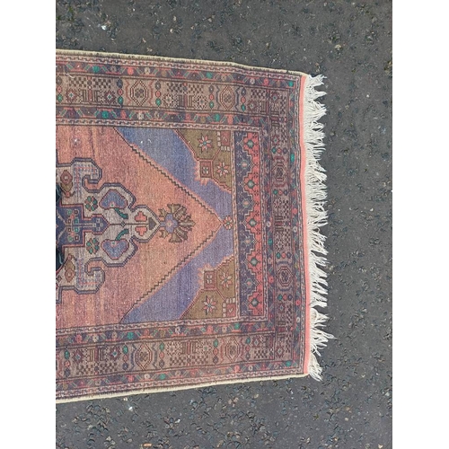 2184 - MULTICOLOURED GROUND HAND WOVEN CAUCASIAN RUG WITH UNIQUE MEDALLION DESIGN 186 X 104CM