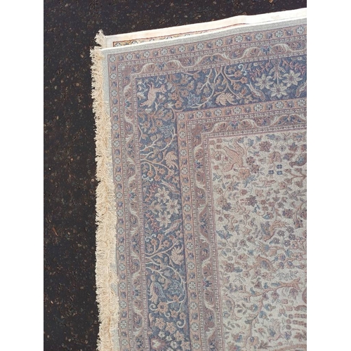 2196 - LARGE FULL PILE IVORY GROUND CASHMERE CARPET WITH ALL OVER TREE OF LIFE DESIGN WITH SURROUNDING BLUE... 