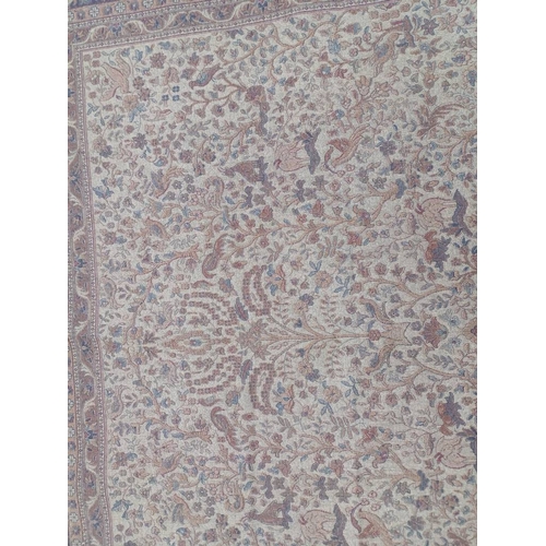 2196 - LARGE FULL PILE IVORY GROUND CASHMERE CARPET WITH ALL OVER TREE OF LIFE DESIGN WITH SURROUNDING BLUE... 