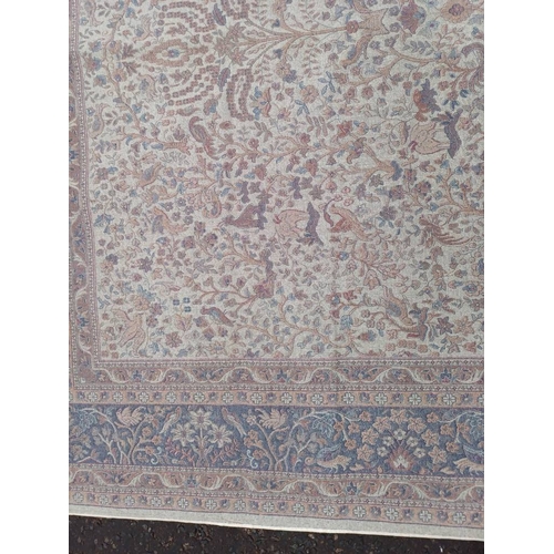 2196 - LARGE FULL PILE IVORY GROUND CASHMERE CARPET WITH ALL OVER TREE OF LIFE DESIGN WITH SURROUNDING BLUE... 