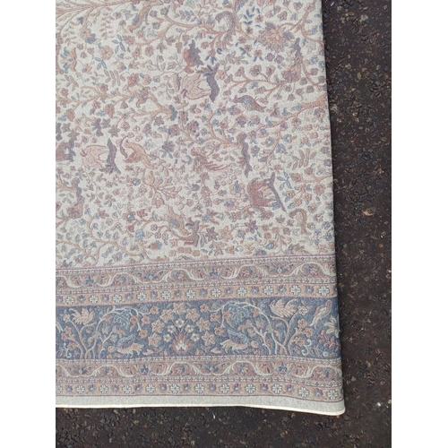 2196 - LARGE FULL PILE IVORY GROUND CASHMERE CARPET WITH ALL OVER TREE OF LIFE DESIGN WITH SURROUNDING BLUE... 