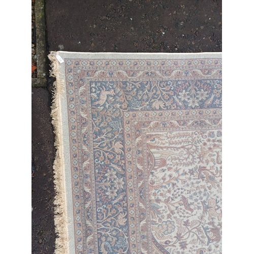 2196 - LARGE FULL PILE IVORY GROUND CASHMERE CARPET WITH ALL OVER TREE OF LIFE DESIGN WITH SURROUNDING BLUE... 